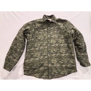 Wrangler Sherpa Lined Shirt Jacket M Camouflage Fleece Military Hunting Shacket